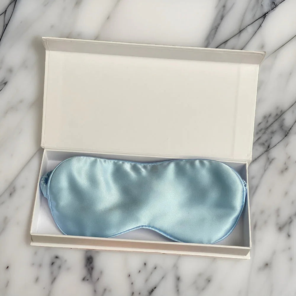 Sky blue 100% silk sleep mask