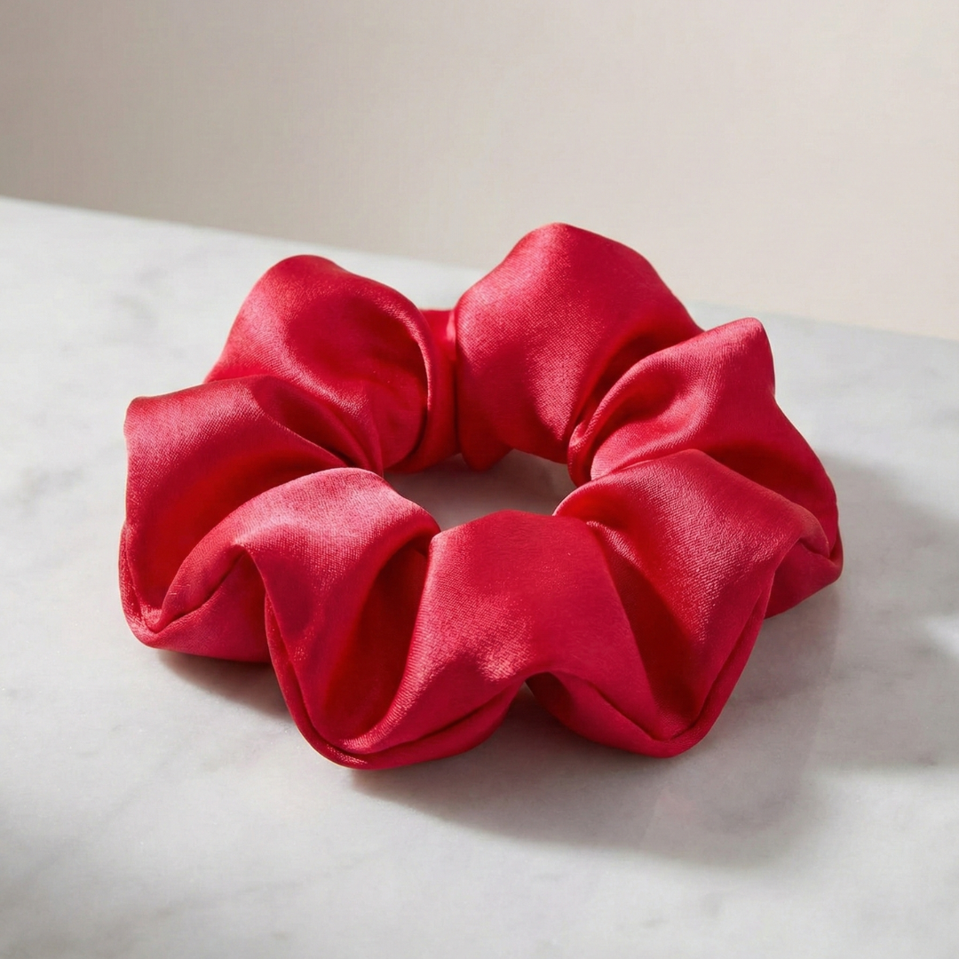 Scrunchie din mătase „Roșu Elegant”