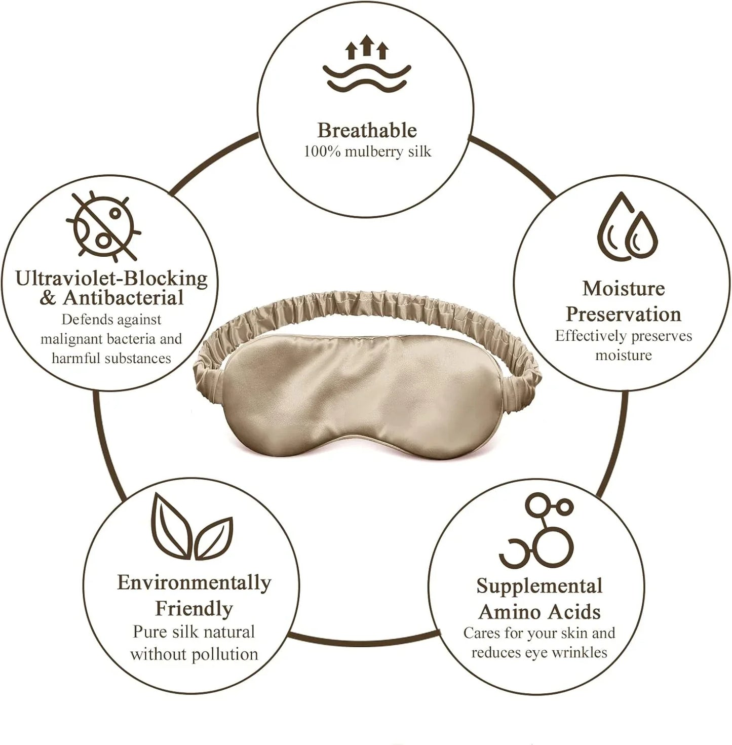 "Champagne" 100% silk sleep mask