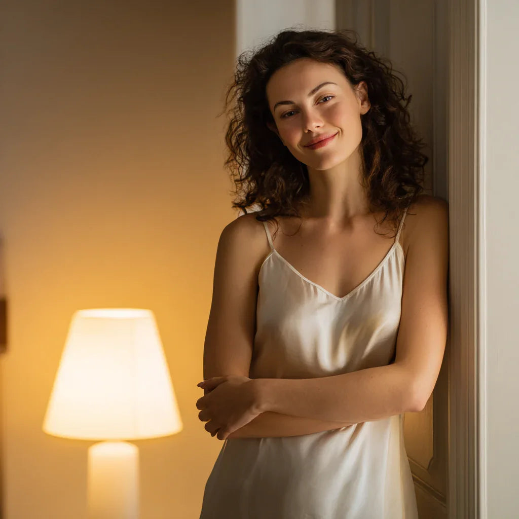 Rochie de noapte din mătase „Șampanie”