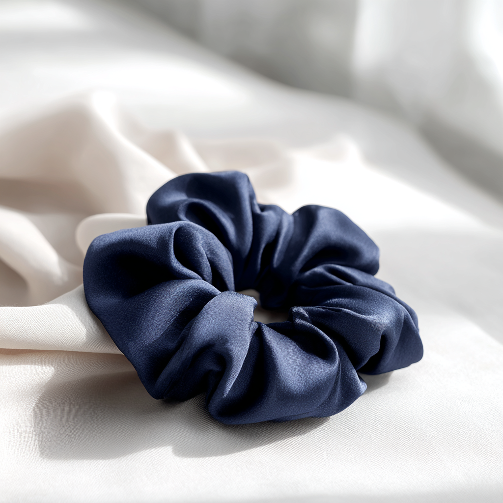 Scrunchie din mătase „Albastru Marin”