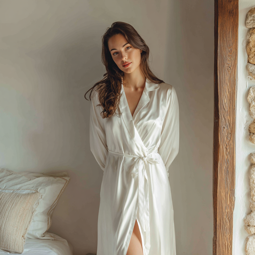 Halat elegant din mătase - „Alb diafan”