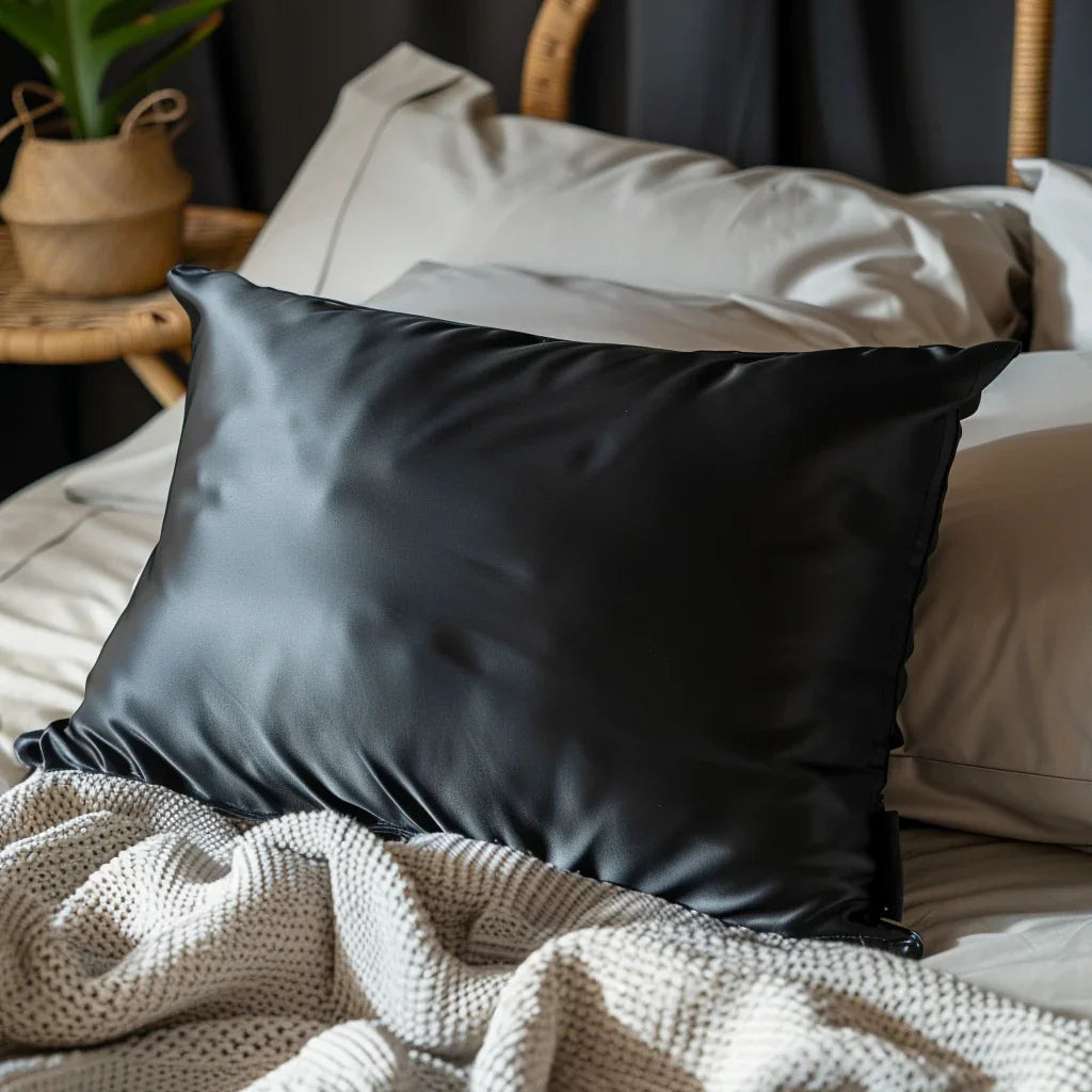 Silk cushion cover "Elegant black" 50x70 cm.